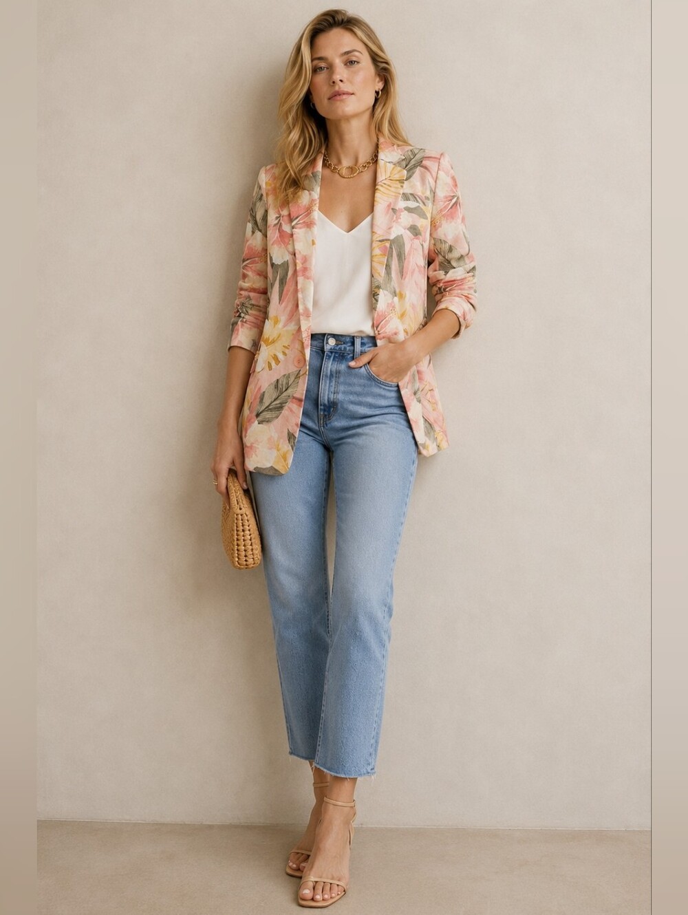 EUC Joie Linen Floral Blazer  Lightweight Spring/Summer Jacket Size 6